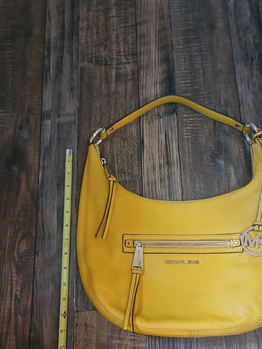 Michael Kors Mustard Yellow Leather Hobo with MK Gold‎ Charm